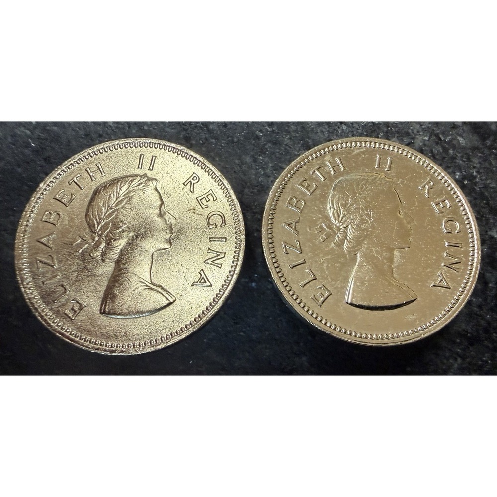 Vintage Bergere QUEEN ELIZABETH II REGINA 1957 Coin Clip On Goldtone Earrings